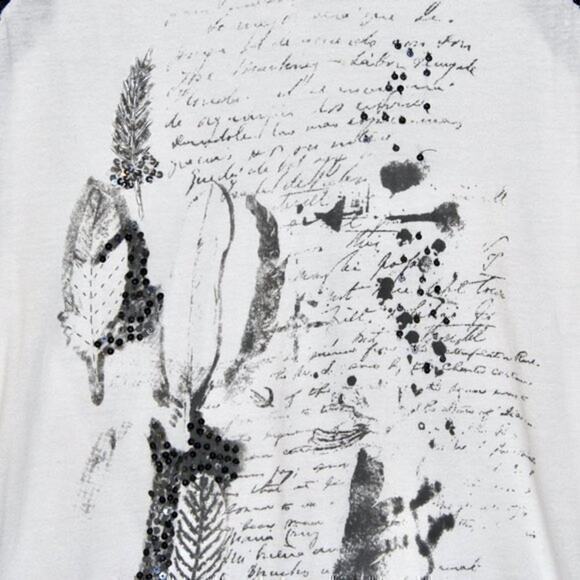 Black Sequin Sparkle T-shirt Blouse Size Medium - Picture 2 of 4